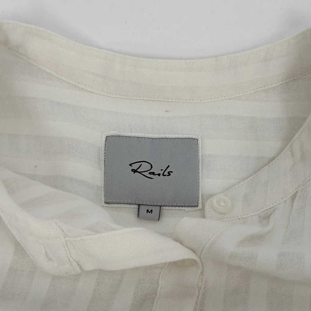 RAILS Sz M Angelina Mini Dress White Striped Sleeveless Smocked 100% Cotton‎ - Picture 5 of 9